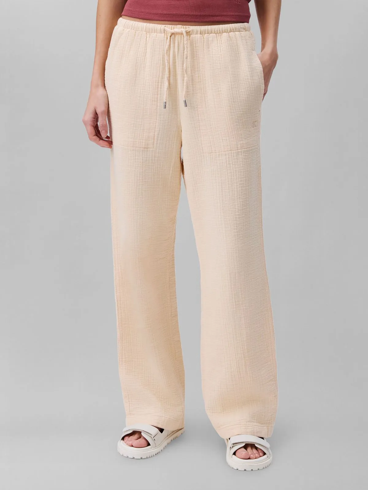 Pantalón de Gasa Doble con Cintura Elástica