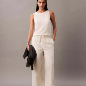 Pantalón de Lino con Cintura Elástica